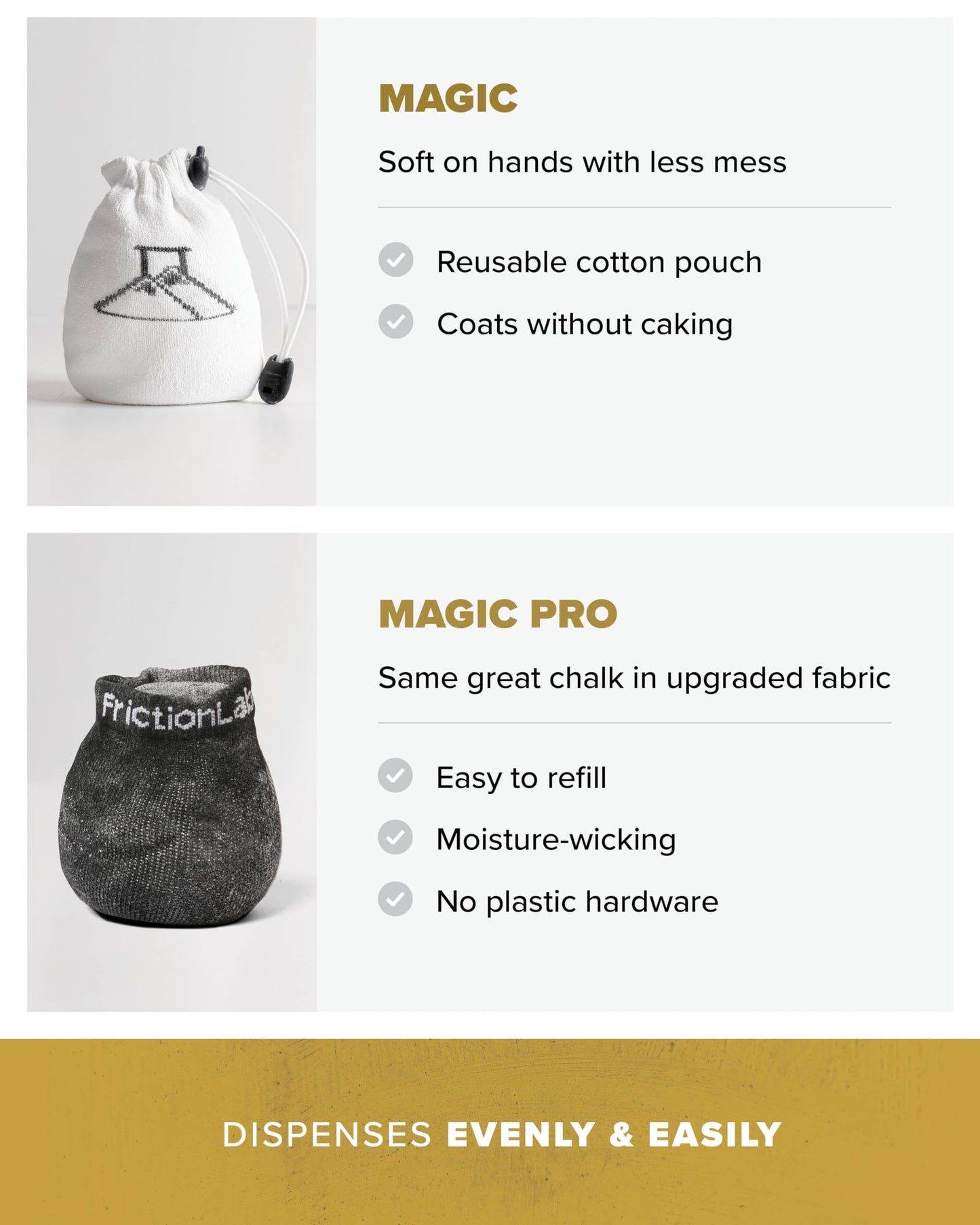 Friction Labs Magic Chalk Ball, Premium Gym Chalk Ball in Refillable Sock