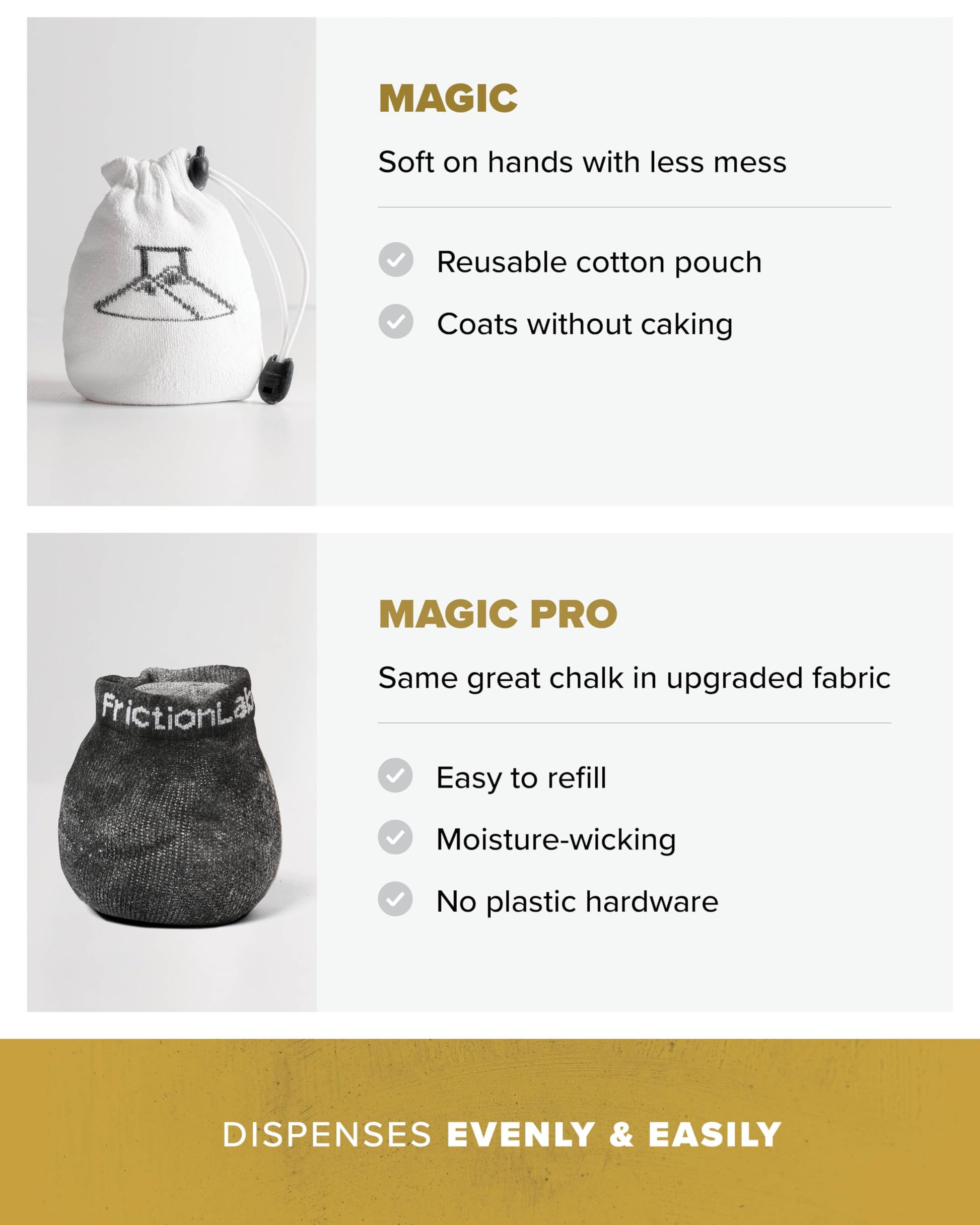 Friction Labs Magic Chalk Ball, Premium Gym Chalk Ball in Refillable Sock