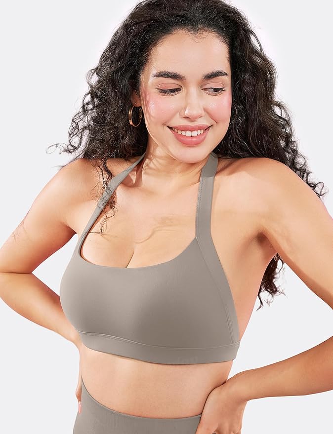 VOYJOY Sports Bras for Women Basic Wireless Bra Crop Workout Yoga Bra Sexy Tank Top