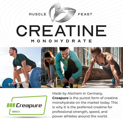 Muscle Feast Creapure Creatine Monohydrate Powder, Vegan Keto Friendly Gluten-Free Easy to Mix, Muscle Recovery Supplement, Creatine for Muscle Growth, Flavored Creatine, Natural Fruit Punch 300g