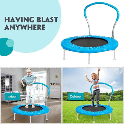 36-Inch Kids Trampoline with Handle - Indoor Mini Tranpoline for Toddlers, Small Fitness Rebounder for Indoor and Outdoor Use