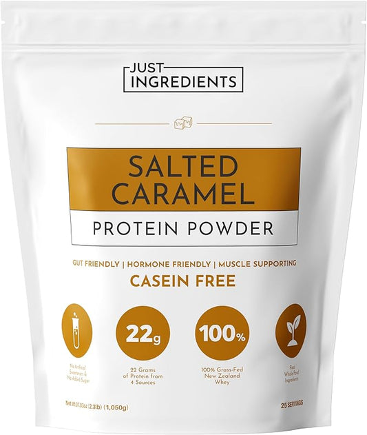 JUST INGREDIENTS Salted Caramel Protein Powder ??30-Serving Blend with 100% Grass-Fed Whey &