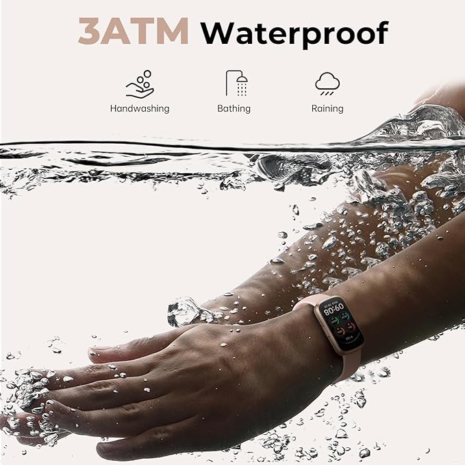 Fitness Tracker for Women Men, Smart Watch Band with 24/7 Heart Rate Blood Oxygen Sleep Monitor, Calories Step Tracker Pedometer 3ATM Waterproof Activity Tracker for Android iOS, Pink