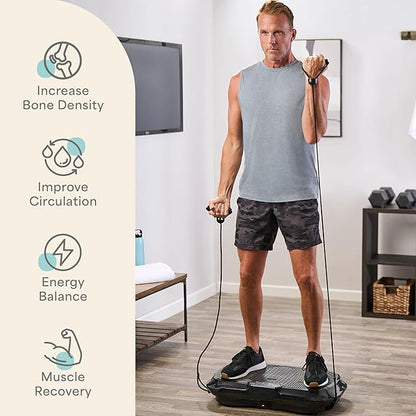 Lifepro Waver Vibration Plate Exercise Machine for Lymphatic Drainage, Muscle Activation, Full-Body Workout Vibrating Platform with Loop Bands, Fitness Equipment for Strength Toning & Fat Loss