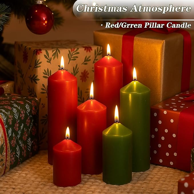 36 Pcs Green Pillar Candles Bulk Set，Hurricane Candlesï¼? Different Lengths (12 Each)，Dripless Unscented Smokeless，Gives You a Better Atmosphere When Organizing Wedding or Event Party.