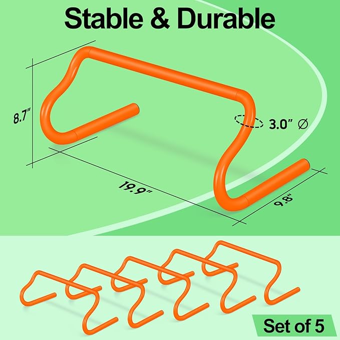 Agility Hurdles Training Equipment - Speed Hurdles and Soccer Cones with Carrying Bag for Soccer, Football, and Track Drills, Ideal for Athletes Speed and Agility Training