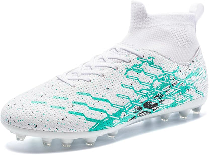 Unisex Soccer Cleats Lightweight No-Tie Lacing System Multi-Surface Football Shoes with Ankle Support for Beginners to Advanced Players