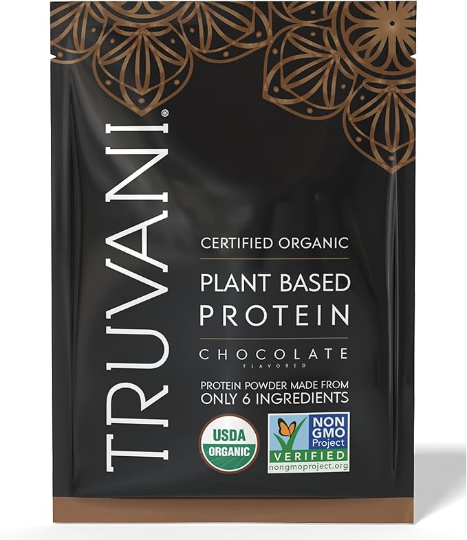 Truvani Vegan Pea Protein Powder | Chocolate | 20g Organic Plant Based Protein | 1 Serving | Keto | Gluten & Dairy Free | Low Carb | No Added Sugar