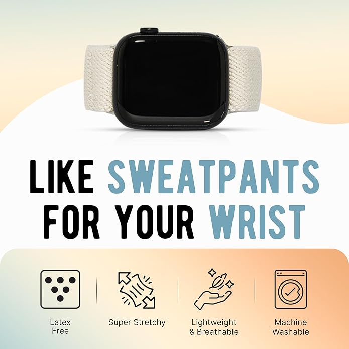 Braxley Bands - Organic Cotton Watch Bands For Women and Men, Compatible With All Apple Watch Sizes and Series - Washable, Sweat-Absorbent, Breathable Fit, Elastic Smart Watch Bands