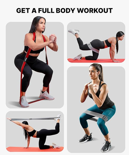 DMoose Fitness Fabric Resistance Bands for Full Body Exercises - Non-Slip Thick Cloth Stretch Band for Squats, Lunges & Bicep Curls - Long Resistance Bands for Working Out - Booty Band for Men & Women