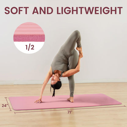 Fitvids 1/2-inch Thick High Density Exercise Yoga Mat with Carrying Strap