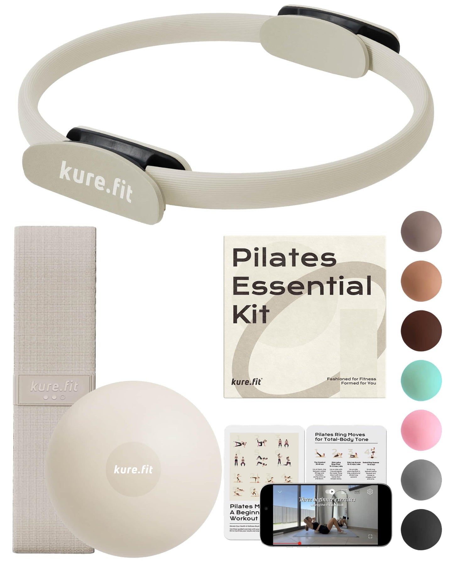 kure.fit Pilates Kit | Home Pilates Equipment | Workout Accessories & Guide