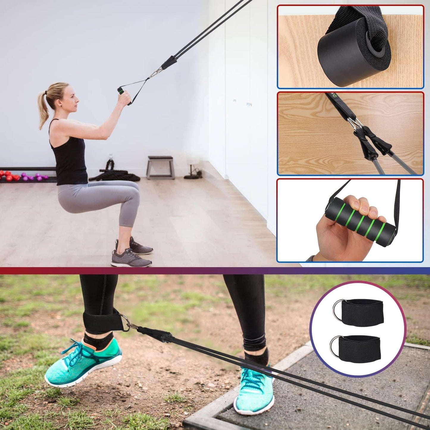 WIKDAY Exercise Resistance Bands with Handles for Working Out, Multicolor