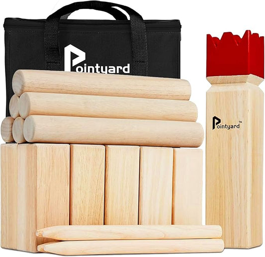 Pointyard Kubb Yard Game Set, Kubb Game Set with Carrying Bag - Wooden Toss Game Set for Outdoor