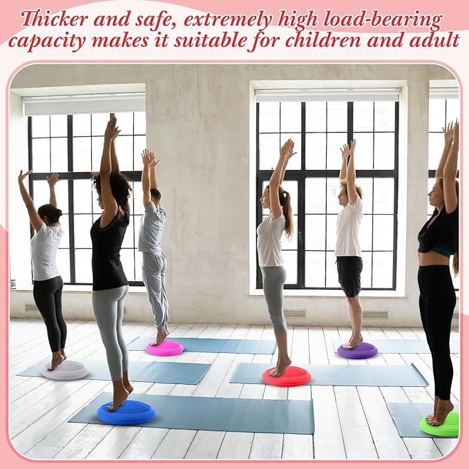 Libima 8 Pcs Wiggle Seat Inflated Wobble Cushion Sensory Seat Flexible Balance Board Balance Disc with Needle Pump for Men Women Physical Exercise Improving Posture Home Office