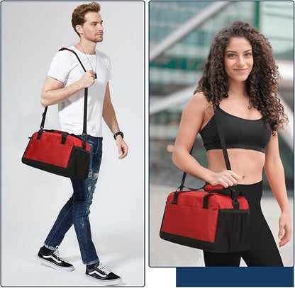 Small Gym Bag with Wet Pocket - 14 inch Mini Duffle Bag for Men & Women Lightweight Carry On Bag for Travel Sport - Red