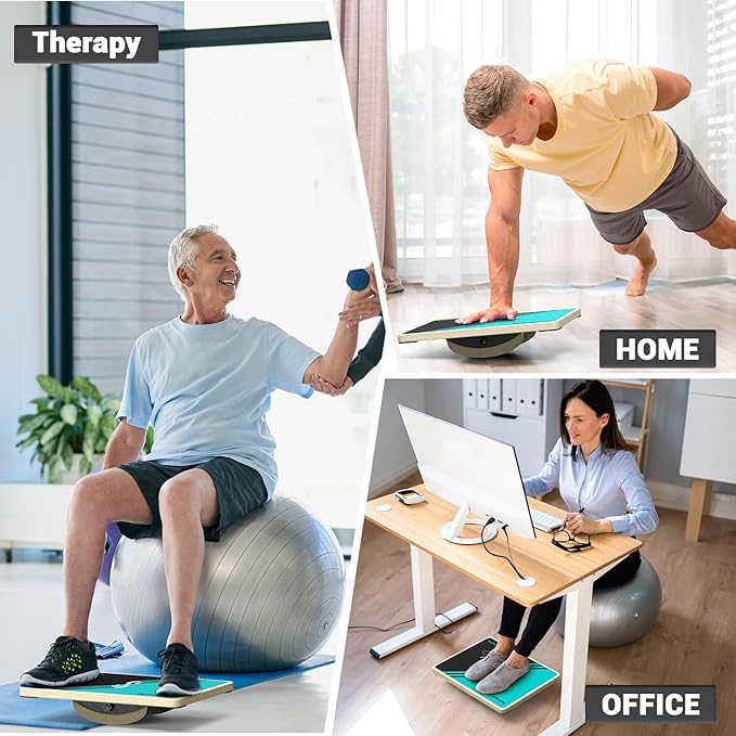 Sportneer 2-in-1 Balance Board ??Adjustable Wobble & Slant Board for Core Strength, Stretching, Rehab, Standing Desk, Home Gym Workout