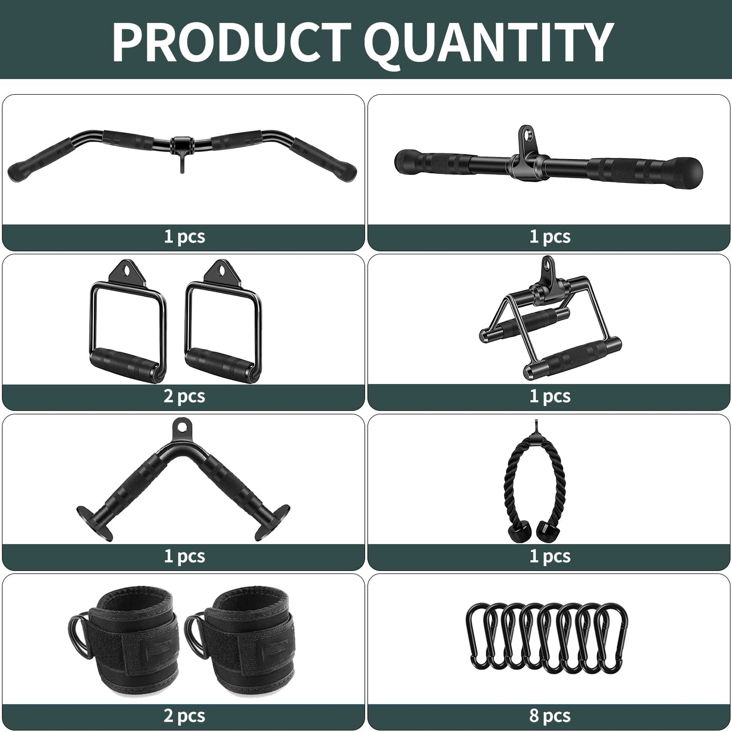 WNOEY Cable Machine Attachment, Cable Attachments for Gym, Gym Cable Attachments, Cable Machine