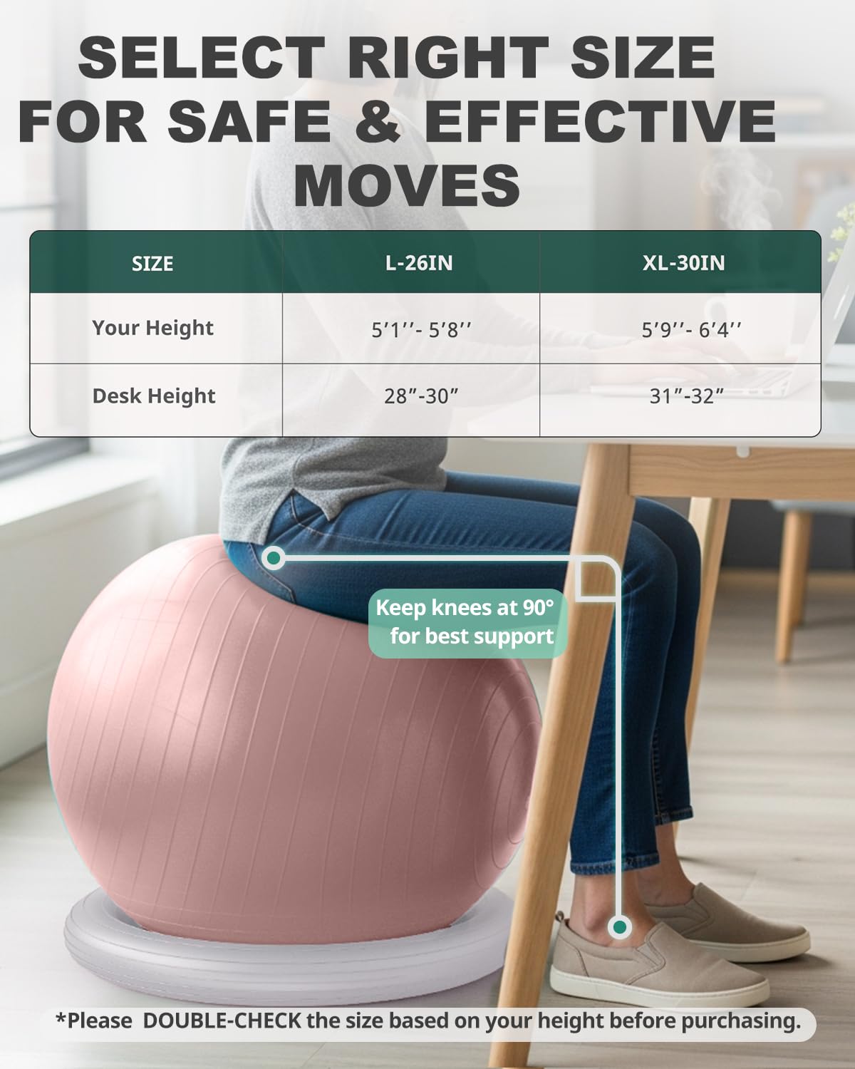 Trideer Yoga Ball Chair with Base for Office Desk, Exercise & Stability Ball Seat, Pilates Ball for