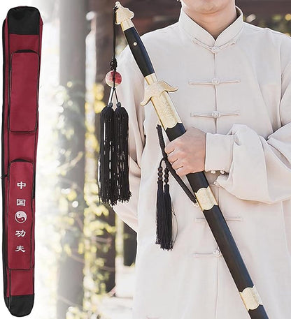 Taichi Sword Carrying Bag, Thick Canvas Single Layer Sword Bag Chinese Martial Arts Multifunction Shoulder Carry Bag Adjustable Strap