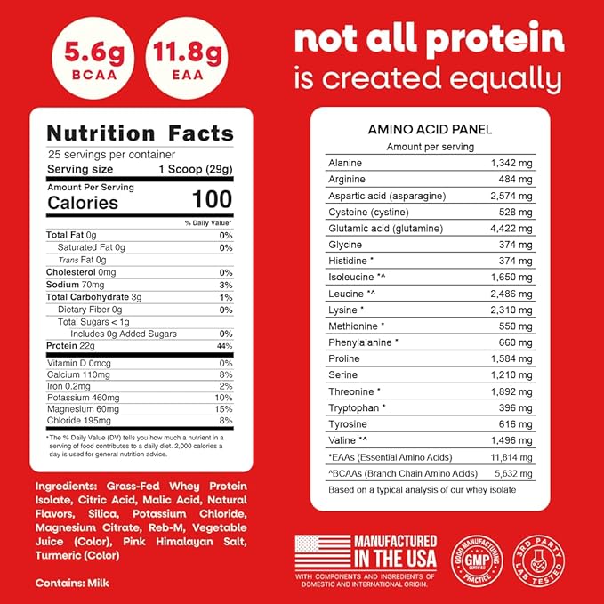 Jive Clear Protein Powder - 22g Grass-Fed Whey Isolate, 25 Servings - Strawberry Acai Lemonade - 895mg of Electrolytes - Zero Added Sugar - Clear Drink Protein Water & Juice
