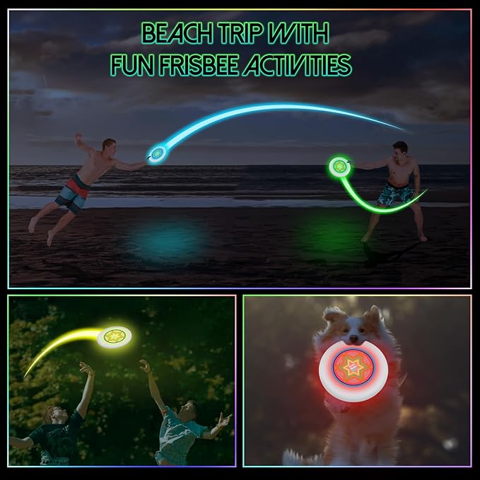 49LEDs Flying Disc with 16 Million Color RGB, 3 Modes+Rechargeable+Waterproof+175g, Cool Sports and Outdoors for Parks/Camping/Beach/Backyards,Easter & Birthday Gifts for Teens/Kids/Adults