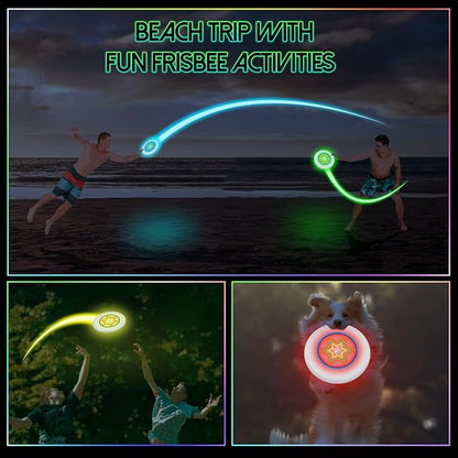 49LEDs Flying Disc with 16 Million Color RGB, 3 Modes+Rechargeable+Waterproof+175g, Cool Sports and Outdoors for Parks/Camping/Beach/Backyards,Easter & Birthday Gifts for Teens/Kids/Adults