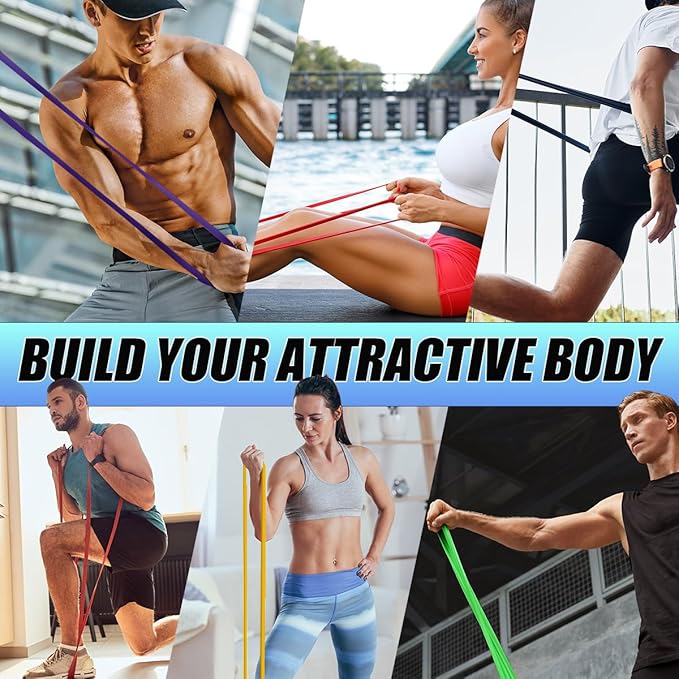 LEEKEY Resistance Bands Set for Pull-Up Assistance & Full-Body Training, Multi-Level Exercise Bands with Bag for Home Workouts, Physical Therapy, Strength Training (Men/Women)