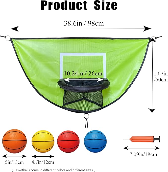 Trampoline Basketball Hoop, with Pump and 4 Mini Balls, Easy to Install, Universal Trampoline Accessories, Trampolines Basketball for Dunking