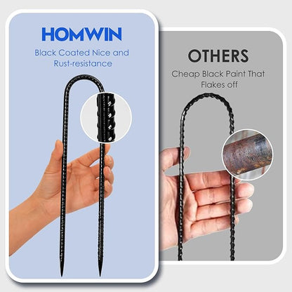 Trampoline Stakes 12 inches 10-Pack U Stake for Ground Heavy Duty Trampoline Anchors High Wind Stakes for Fence, Swing Set, Outdoor Decoration and Gazebo