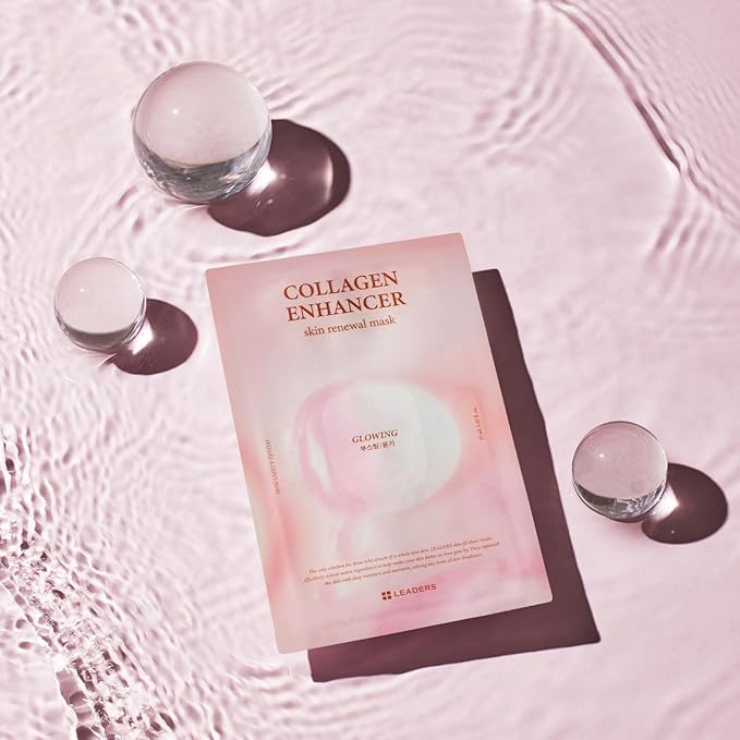 LEADERS Collagen Enhancer Skin Renewal Mask ??Boosts Elasticity, Firmness & Hydration for a Plump ??Hydrating Face Mask with Hydrolyzed Collagen, Plant Extracts, & Moisture-Rich Formula ??10 Sheets