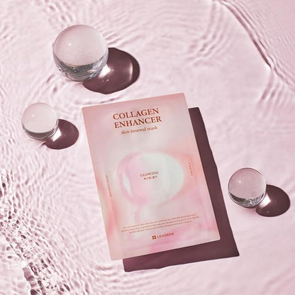 LEADERS Collagen Enhancer Skin Renewal Mask ??Boosts Elasticity, Firmness & Hydration for a Plump ??Hydrating Face Mask with Hydrolyzed Collagen, Plant Extracts, & Moisture-Rich Formula ??10 Sheets