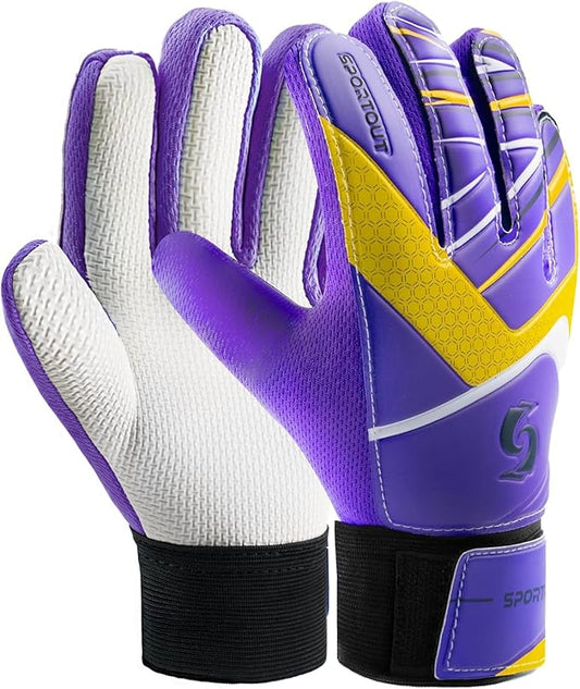 Sportout Kids Goalkeeper Gloves, Soccer Gloves with Double Wrist Protection and Non-Slip Wear Resistant Latex Material to Give Protection to Prevent Injuries