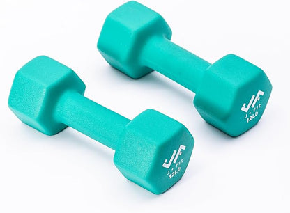 JFIT Dumbbell Pairs or Sets – Neoprene & Vinyl Coated Hand Weights for Home Gym, Strength Training, Aerobics, Cardio Exercise and Fitness