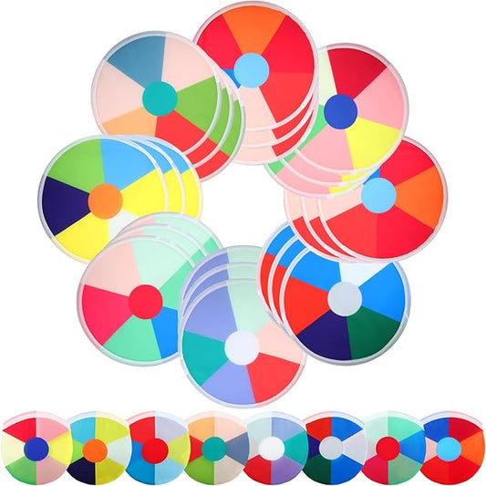 24 Pcs Foldable Flying Disc Fans with Bag Folding Pocket Gifts for Fun Birthday Camping Summer Outdoor Activities Party Favors, 8 Styles(Volleyball)