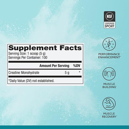 Dr. Mercola Pure Power Creatine Monohydrate - Supports Strength & Performance - Unflavored - NSF Certified - Quick-Dissolving Powder - 17.60 oz - 100 Servings