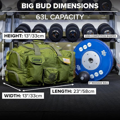 Serious Steel Fitness Heavy Duty 1000D Nylon Duffel Gym Bag (Green - Big Bud)