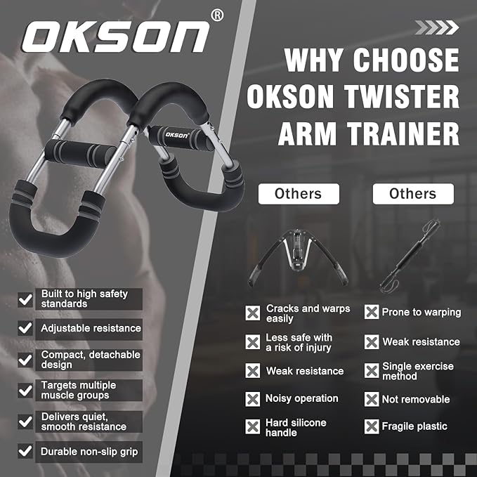 Twister Arm Trainer, Adjustable Chest Workout Equipment, Multi-functional Chest Exerciser for Men and Women, Portable Arm Trainer with 2 Wrist Bands, a Head Band, a Workout Towel and a Carry Bag