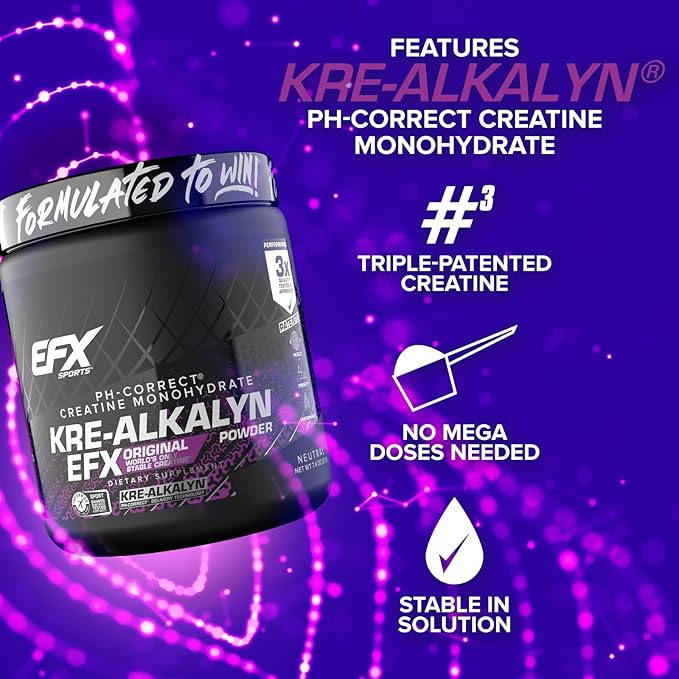 EFX Sports Kre-Alkalyn EFX Powder | pH Correct Creatine Monohydrate Powder Supplement | Strength, Muscle Growth & Performance | 140 Servings (Unflavored)