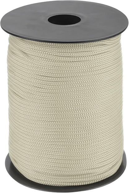 MECCANIXITY 1/8 Inch Polypropylene Rope Braided Ropes, 328ft Nylon Rope Hollow Utility Cord for Clothesline, Camping, Hiking, Outdoor, Camel Grey