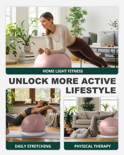 Trideer Yoga Ball Chair with Base for Office Desk, Exercise & Stability Ball Seat, Pilates Ball for