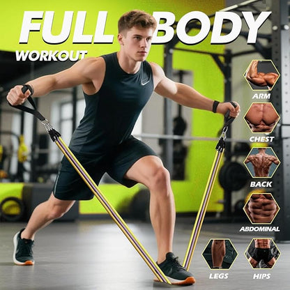 WHATAFIT Resistance Bands, Exercise Bands，Resistance Bands for Working Out, Work Out Bands with Handles for Men and Women Fitness, Strength Training Home Gym Equipment