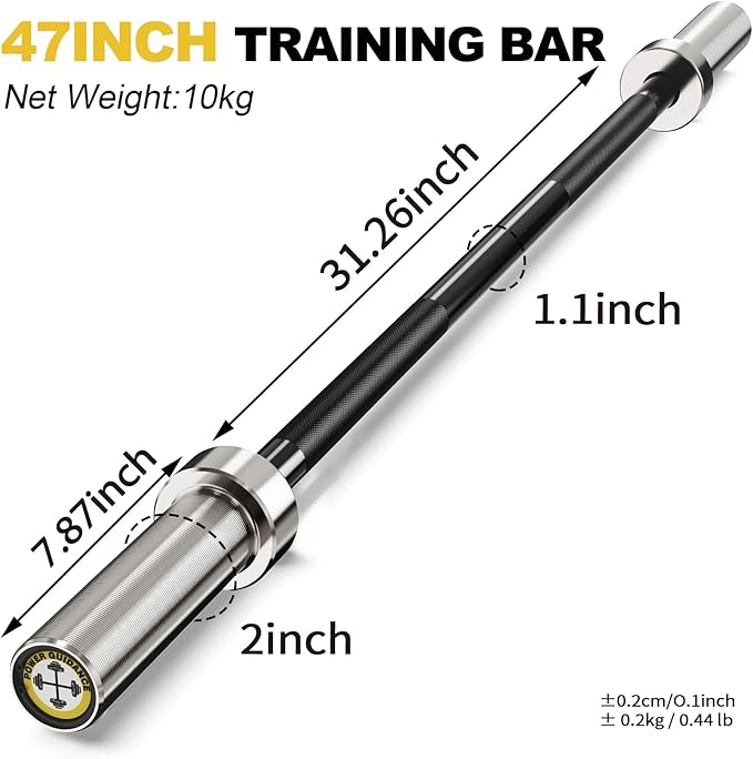 POWER GUIDANCE Chrome Olympic Barbell Bar, 2 Inch Weight Bar for lifting, Hip Thrusts,Universal Strength Training Bars 4ft/5ft/6ft