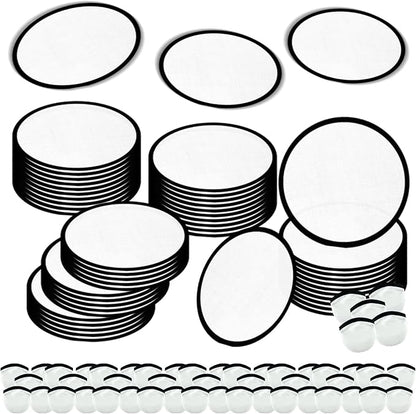 50PCS Foldable Flying Disc Fans with Bags, 9.8'' DIY Handheld Black Egde Fabric Folding Fan for Outdoor Game Activities Birthday Party Favors End of Year Student Gifts, White