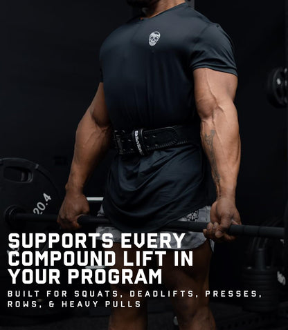 Gymreapers Leather Weightlifting Belt for Bodybuilding, Squatting, Lower Back Support & Back Pain
