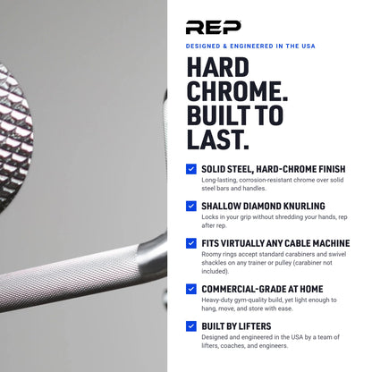 REP Fitness Multi Grip Curl Bar Cable Attachment, EZ Bar for Bicep & Tricep