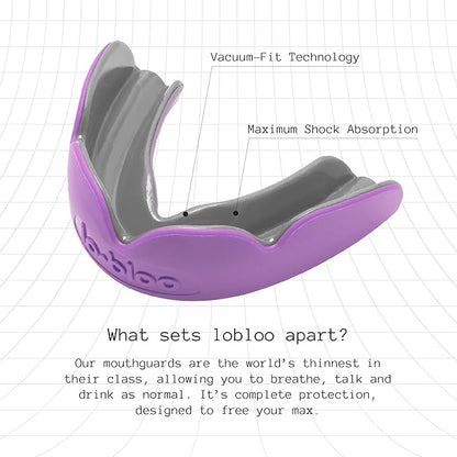 lobloo® PRO-FIT Sports Mouthguard ??Ultra Slim 1mm | Dentist-Level Protection | Precision Vacuum-Fit | Oxygen Performance | MMA, Boxing, Football, Basketball. (Large +14yrs, Orange)