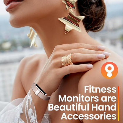 Smart Health Wristband, Screenless Smart Bracelet, Pedometer, Wearable Activity and Fitness Tracker, Free App, IP68 Waterproof (Rose Gold)