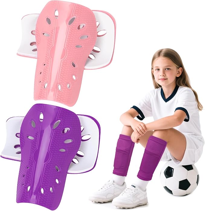 2 Pairs Shin Guards Soccer for Kids,Shin Pads Extra Lightweight Breathable Slide in Shin Guard for Football Training Match Outdoor Activities Protective Slip-in Shin Guards for Boys Girls