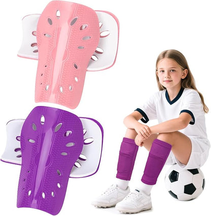 2 Pairs Shin Guards Soccer for Kids,Shin Pads Extra Lightweight Breathable Slide in Shin Guard for Football Training Match Outdoor Activities Protective Slip-in Shin Guards for Boys Girls